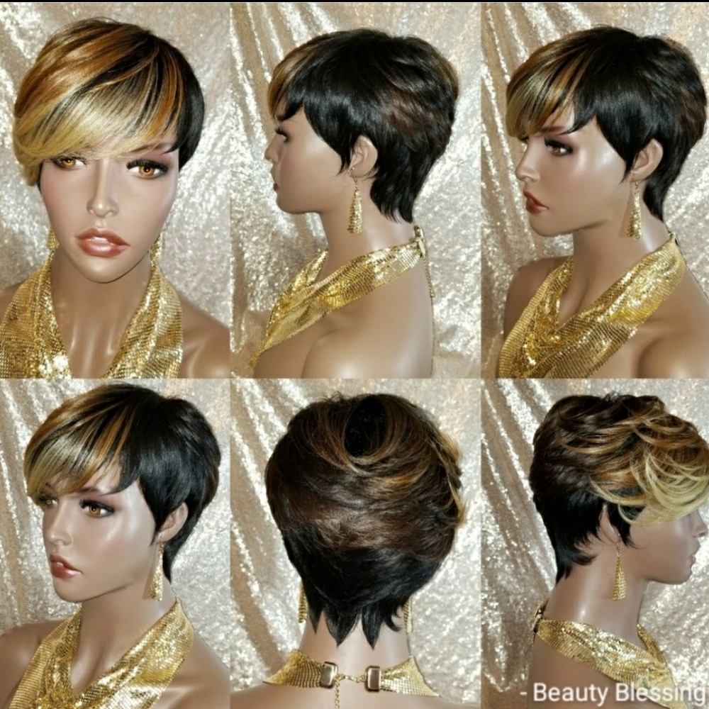Short Pixie Cut Feather Style Full Cap Wig